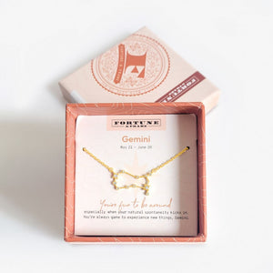 Zodiac Constellation Pendant (Gemini) - Gold